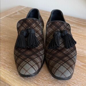 Jimmy Choo Plaid Piny Hair Tassel Loafers for Men